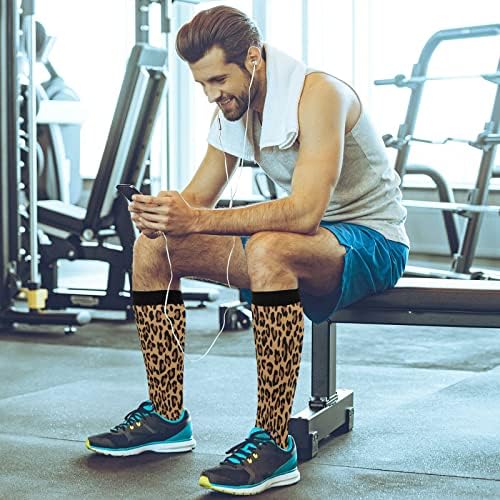 Xigua леопард чорапи за печатење на животни, жени и мажи со високи чорапи, за медицинска сестра патување со бременост велосипедизам трчање
