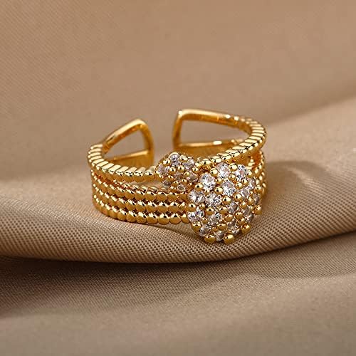 Ојлма циркон круг Отворени прстени за жени кристално злато прсти прилагодлив прстен свадба Валентин накит-89972
