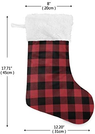 Пимилагу црвено -црно и црно биволско карирано божиќни чорапи 1 пакет 17,7 , виси чорапи за Божиќна декорација
