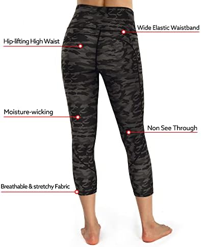 Stylement omeенски јога панталони со џебови со високи тренинзи на половината што трчаат панталони