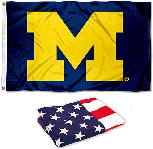 Сет на знамето на Универзитетот во Мичиген Блок М и САД 3x5