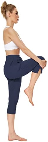 Moniglory женски капри јога панталони лабава тренингот џогери странични сплит -лаптинг салон за џемпери со џебови