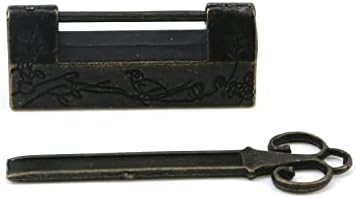 Bitray Mini накит кутија за заклучување на таблички антички бронзена цветна птица врежана брава дрвена кутија со тастанка