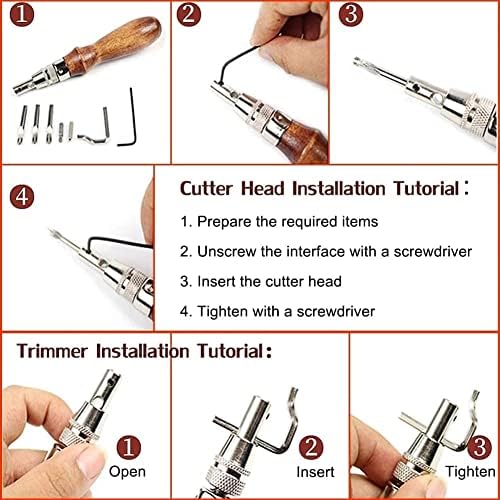 7 во 1 алатка за жлебови за кожна дрвена рачка/челичен жлеб нож кожен раб алатка за кожа кожа за занаетчиска алатка за занает