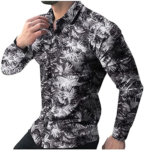 XXBR Хавајски кошули за мажи, 2022 Ново пролетно опуштено копче со долги ракави со долги кошули Леопард печатени врвови на плажа