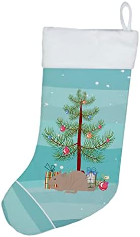 Богатства на Каролина CK4472CS Fuzz Rat Среќен Божиќ Божиќно порибување, камин виси чорапи Божиќна сезона забава Декорации за