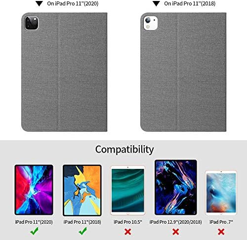 X-ниво Компатибилен со iPad Pro 11 Case 2020 & 2018 Лесен тенок заштитнички со мек TPU SHELL STAND COVER, автоматско будење/спиење