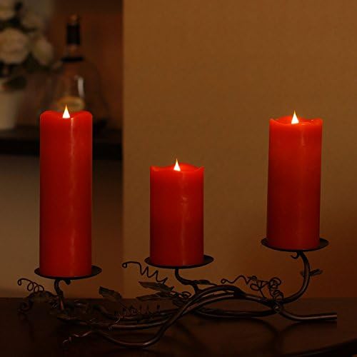 3Д подвижен пламен LED свеќа со тајмер, батерија управувана од свеќа со далечински управувач за Божиќна декорација, 3x5 инчи, црвена