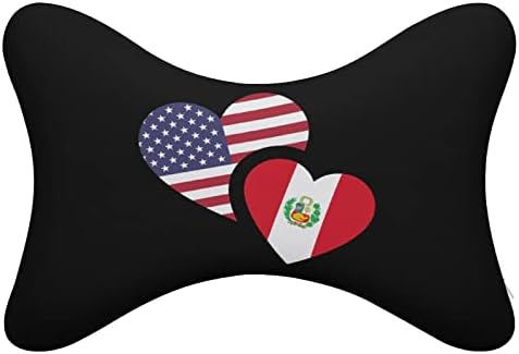 Перу Американско Знаме 2 парчиња Перници за Вратот на Автомобилот Што Дишат Автоматско Перниче За Одмор Удобна Перница За Седиште За Автомобил