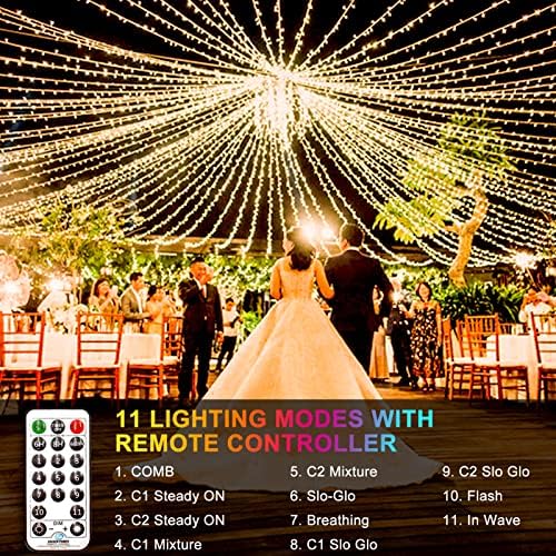 1000 LED Божиќни светла Надворешно - 394ft Двојна боја Промена на елката светла со 11 режими, далечински тајмер, водоотпорни светла за низа