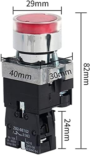 TWRQA 22 mm Моментарна XB2-BW3361 Прекинувач на копчето за тркалезно копче со LED/NEON LIGHT 1NO 24V/AC220V/AC380V