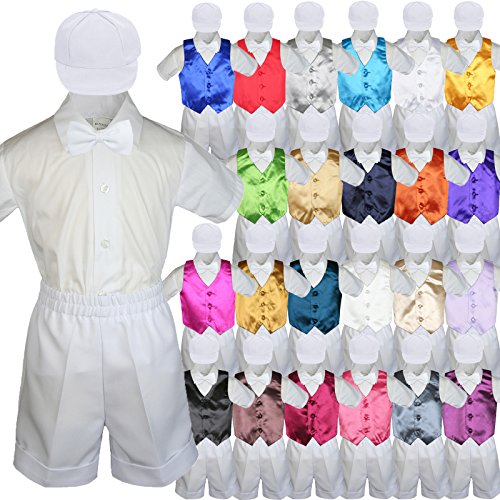 5 парчиња формални бебиња за бебиња, злато елек бел шорцеви костуми капаче S-4t
