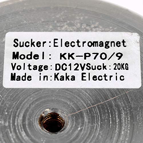 DC 12V 200N 44LB/20kg Вшмукување за вшмукување на ситни електричен магнет со електромагнетниот цилиндер за подигнување електромагнет 70 x 9mm
