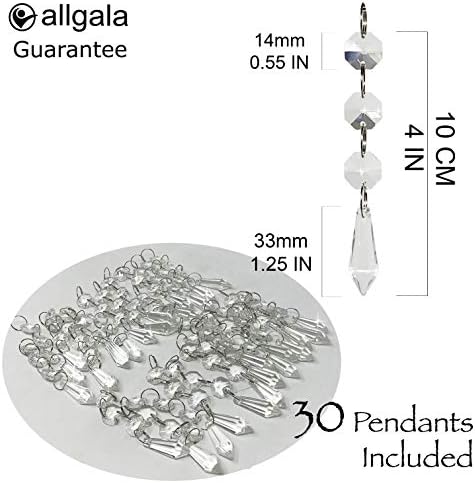 Allgala 30pc 4 инчи чисти лустери од кристал кристал, капки за приврзоци