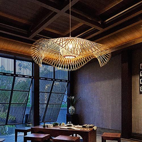 Wlbhwl rattan art bamboo lantern приврзоци светла слама капачиња гнездо гнездо осветлување креативно ретро приврзок за тавани за