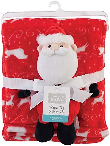 Хадсон бебе унисекс бебе кадифен ќебе со играчка, Дедо Мраз, една големина
