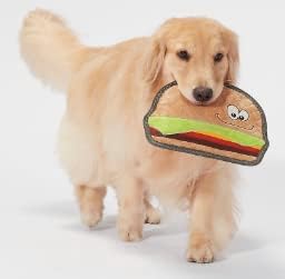 Џојхаунд Издржливи Пискливи Играчки За Кучиња Од Хамбургер за Агресивни Џвакачи, Тешки Агресивни Играчки За Џвакање Кучиња, Играчка За Џвакање