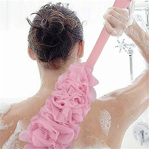 ексфолирачки бања сунѓер за грб за туширање со долга рачка сунѓер сунѓер туш четка мека најлонска мрежа четка за тело за жени и мажи додатоци