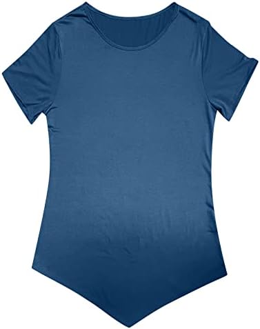 Bmisegm женски долга должина цврста туника маица маица обична женска маица долга маица кратка ракав летна кошула