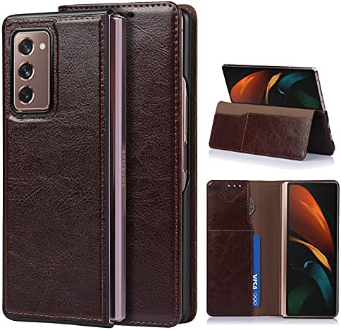 Зузт Премиум кожна футрола За samsung Galaxy Z Fold2 5g паричник флип капак случај Со Картичка Слот Kickstand Вистинска Кожа Магнетни Одделни