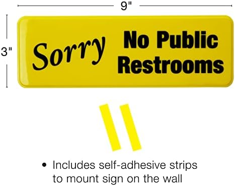 Ексело глобални производи Извинете нема знак за јавен тоалет: Лесно да се монтира информативен пластичен знак со симболи 9x3, пакет од 3