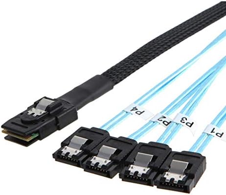 CableCreation Mini SAS до 4 SATA кабел, 36 PIN SFF 8087 домаќин/контролер на 7 пински SATA цел/плоча, компатибилен со PERC H310, RAID