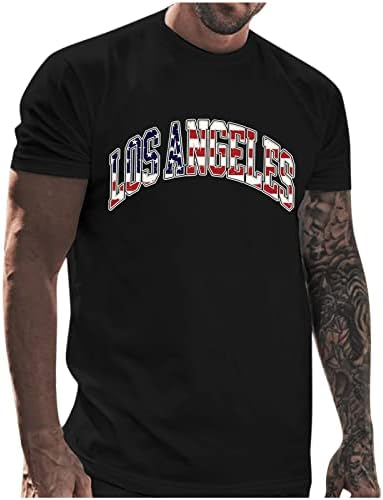 Патриотски маици на 4-ти јули за кратки ракави за мажи со кратки ракави во САД.