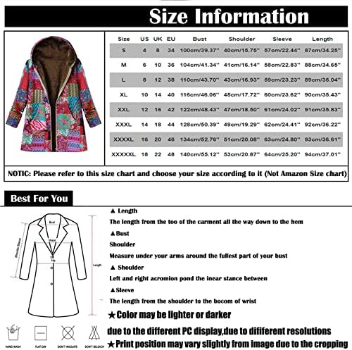 Nokmopo женски зимски јакна со долги ракави патент со аспиратор дебел композитен кадифен гроздобер цвет печатење плус големина