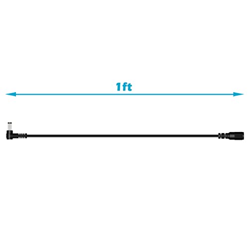 Fancasee 2 пакет 5,5 mm x 2,5 mm DC кабел за продолжување на напојувањето 90 степени десен агол машки до женски приклучок за приклучок