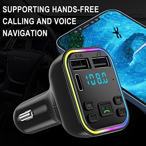 Bluetooth Bluetooth 5.0 безжичен автомобил FM FM Transmiter Readive Radio MP3 Adapter Player 2 USB+PD Chit Coll MV8