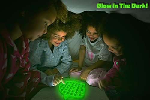 Притиснете меурчиња Поп флуоресцентна сензорна играчка со фиџет, сјај во темните играчки играчки Стрес олеснување силиконски меур играчки аутизам