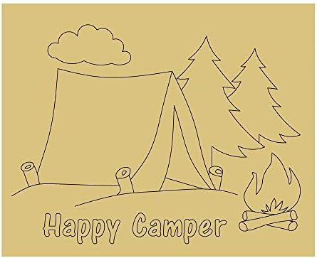 Дизајн на кампување По Линии Исечено Недовршено Дрво На Отворено Тема Шатор Закачалка За Врата За Кампување Мдф Форма На Платно Стил 3 уметност
