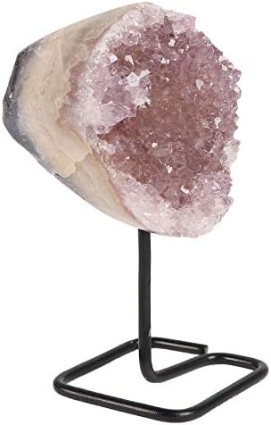 JIC Gem Light Wurple/Pink Amethyst Raw Cluster на метални стојат лековити кристали камен за украси за домашни канцеларии мали