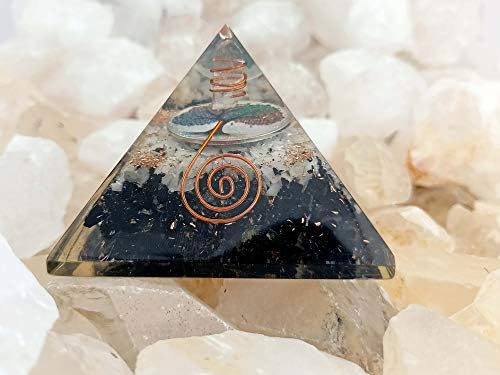 Шарвгун Екстра голема црна турмалин месечина камен камен оргонит пирамида заздравување кристал 65-75мм