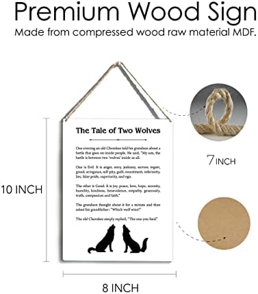 Приказната за две волци од дрво знак литература дрвени знаци Рустикална висина плакета домашна уметност 8 x 10 Совршен знак на wallидни декор