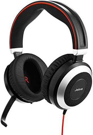 Jabra Evolve 80 UC Wired Stereo Over-Assion Helard-Оптимизирани слушалки за комуникации со активно откажување на бучава-USB-C кабел и 3,5