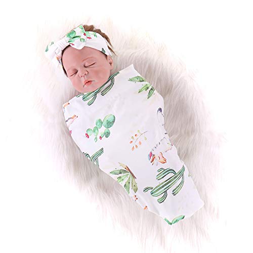 VT Bighome новороденче кое прима ќебе лама и кактус отпечатени со лента за глава, симпатично бебе момче девојче цртан филм за спиење