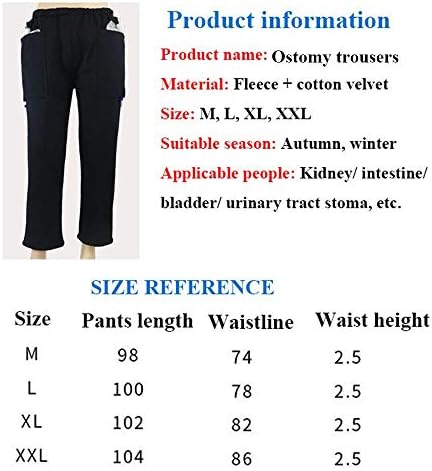 Gaofaninincontinence Care Топл панталони со џеб, уринарни катетер кои се појавуваат панталони за излегување со стари лица, Darkblue1Pocket, XL