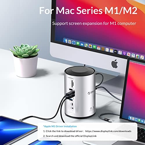 Орико USB-C Tripe Monitor Docing Station за MacBook Pro M1/M2/Windows со 100W испорака на електрична енергија, 15-во-1 USB C лаптоп