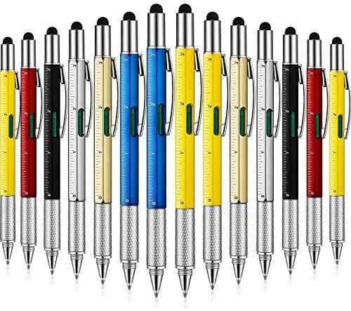 30 парчиња алатка пенкало 6-во-1 мултитул технолошки алатка пенкало со владетел, мерач на ниво, пенкало за топка, пенкало за стилот,