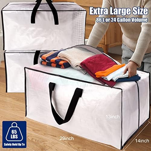 Пријатно семејство 4 пакувања Тешка должност Екстра големи торбички во движење со ленти за ранец - Силни рачки и патенти, складирање