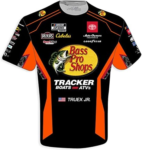 Checked Sports Sports Martin Truex Jr 2023 BPS Сублимирана униформа маица со екипаж на екипажот