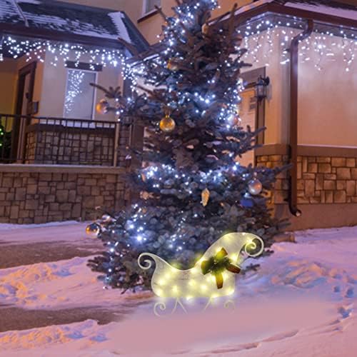 Светлечки снежен човек на отворено Божиќна декорација 11,8 инчи преклопен Божиќен снежен човек елени за сан