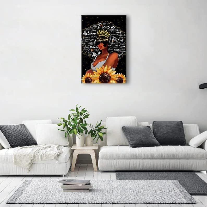 Сончоглед жена wallидна уметност афроамериканска кралица artидна уметност црна жена портрет црна девојка wallидна уметност Јас