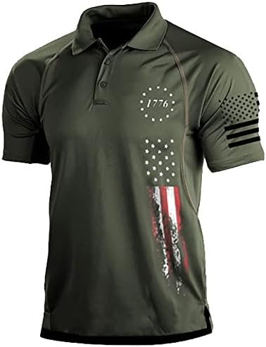 Поло-кошули со знаме на САД за мажи 4-ти јули Патриотски маици летни обични кратки ракави гроздобер голф Полос