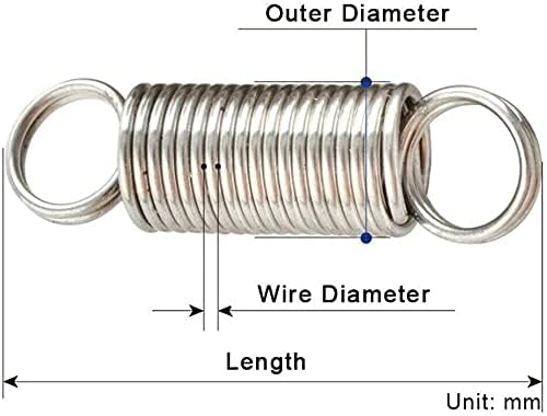 Пролетни компресивни извори 304 не'рѓосувачки двојна кука мала експанзија затегнување на пролет надворешниот дијаметар 3мм дијаметар на жица