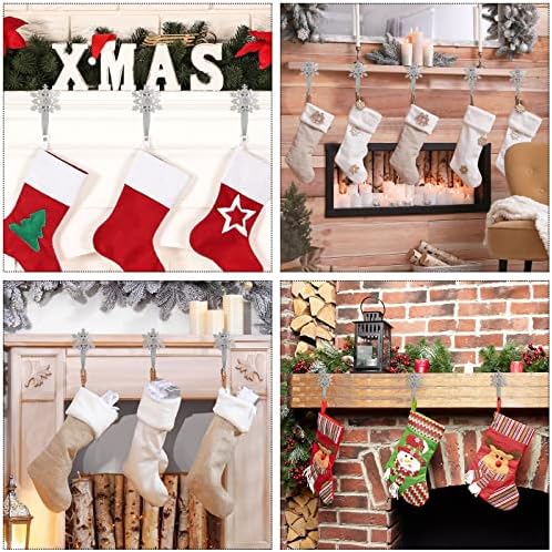 12 парчиња снегулка за Божиќни порибници за божиќни чорапи куки куки за чорап држач за порибување на пондерирани пондерирани закачалки