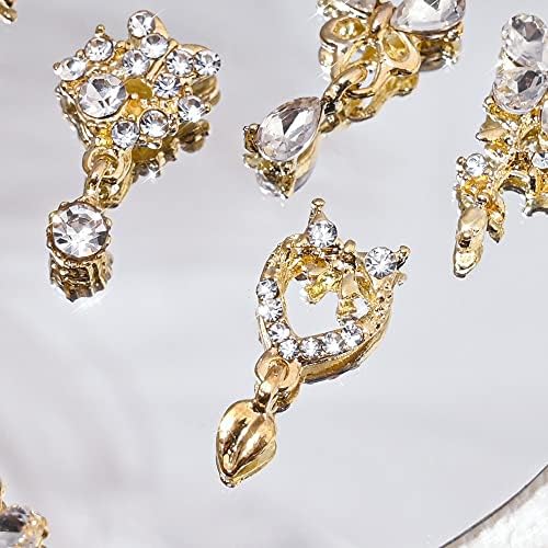 10 парчиња 3Д пеперутка/Loveубов/цвет цирконски нокти шарми Rhinestone метални приврзоци накит за нокти украси Кристал маникир дијамант