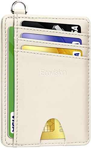 Ecovision тенок минималистички преден паричник на џеб, РФИД блокирајќи го држачот на кредитна картичка паричник со одвојлив Д-треска