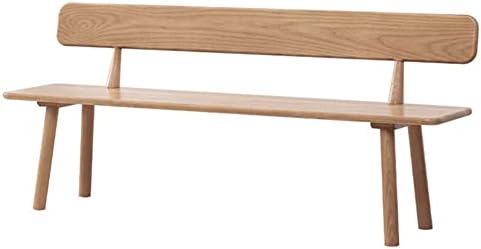 Дрвена клупа на клупата со модерен стил со потпирач за грб, клупа за крајот на креветот за домаќинства со цврсти дрвени нозе, едноставно склопување,